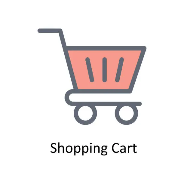 Vector illustration of Shopping Cart Vector Fill outline Icons. Simple stock illustration stock