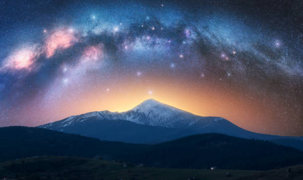 istock Arched Milky Way over the beautiful mountains at starry night 1473892335