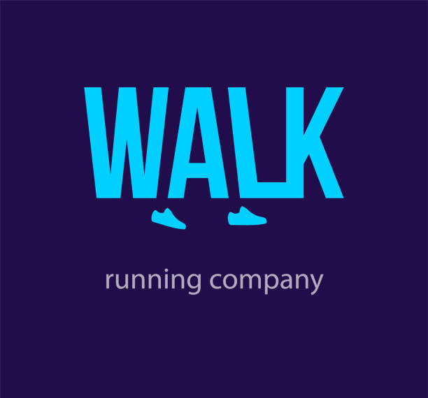 stockillustraties, clipart, cartoons en iconen met walking walk lettering design. - snelwandelen