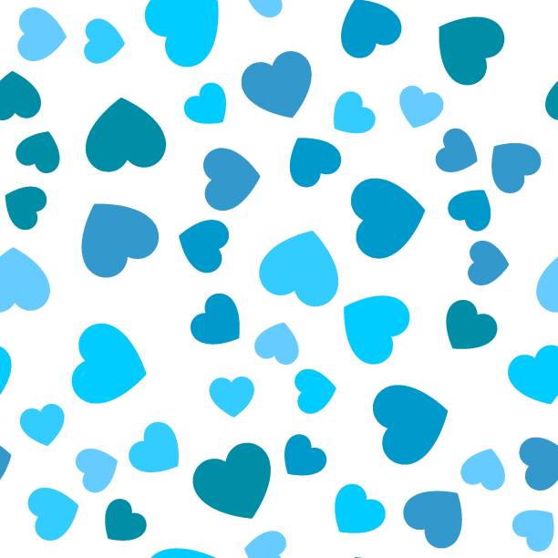 istock Colorful seamless pattern of turquoise and light blue hearts. Suitable for printing on textile, fabric, wallpapers, postcards, wrappers 1473904895