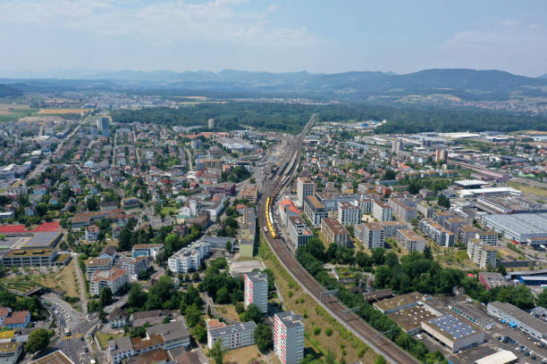 istock Lenzburg with modern buildings 1473906541