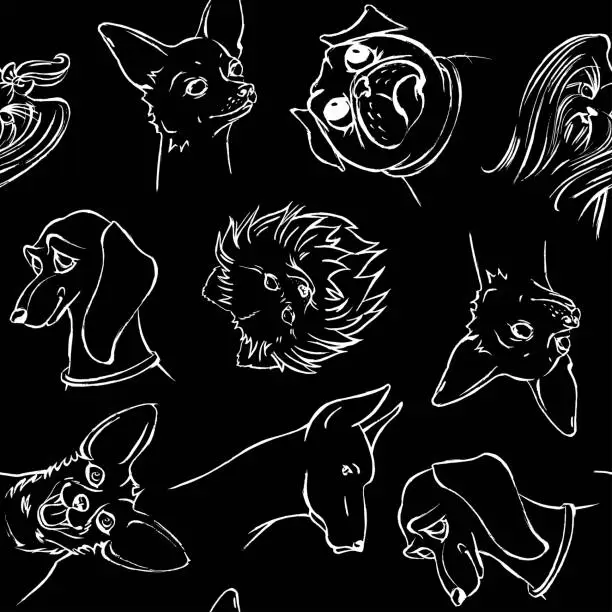 Vector illustration of Seamless pattern with vector illustration of cute dogs.