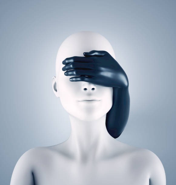 istock Covering eyes by palm. I do not see. 1473907457