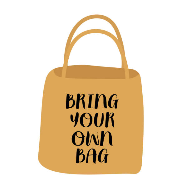 istock Zero waste ecological paper bag for shopping. Bring your own bag concept illustration. 1473911004