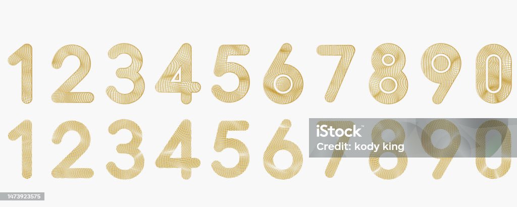 Distored Number Abstract Vector Numbers With Distorted Mesh Textures Stock Illustration ...