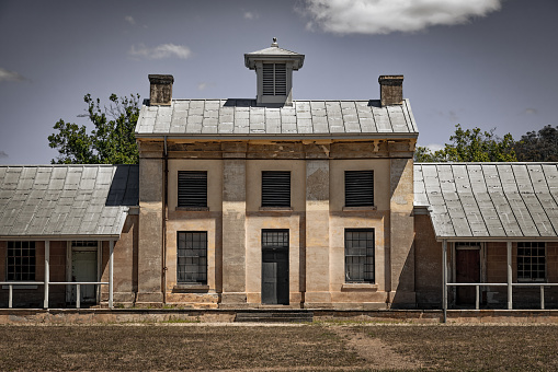 Monticello, Virginia, USA - October 1, 2020: Western facade of Thomas Jefferson's house in Monticello, Virginia, USA.