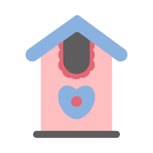 Vector illustration of Cute pink birdhouse