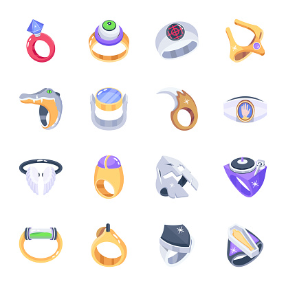 Give your designs the sparkle they deserve with our dazzling ring icon set! With a wide variety of fantasy designed icons featuring diamond rings and jewel accessories, this icon set is sure to catch the eye of anyone who sees it.