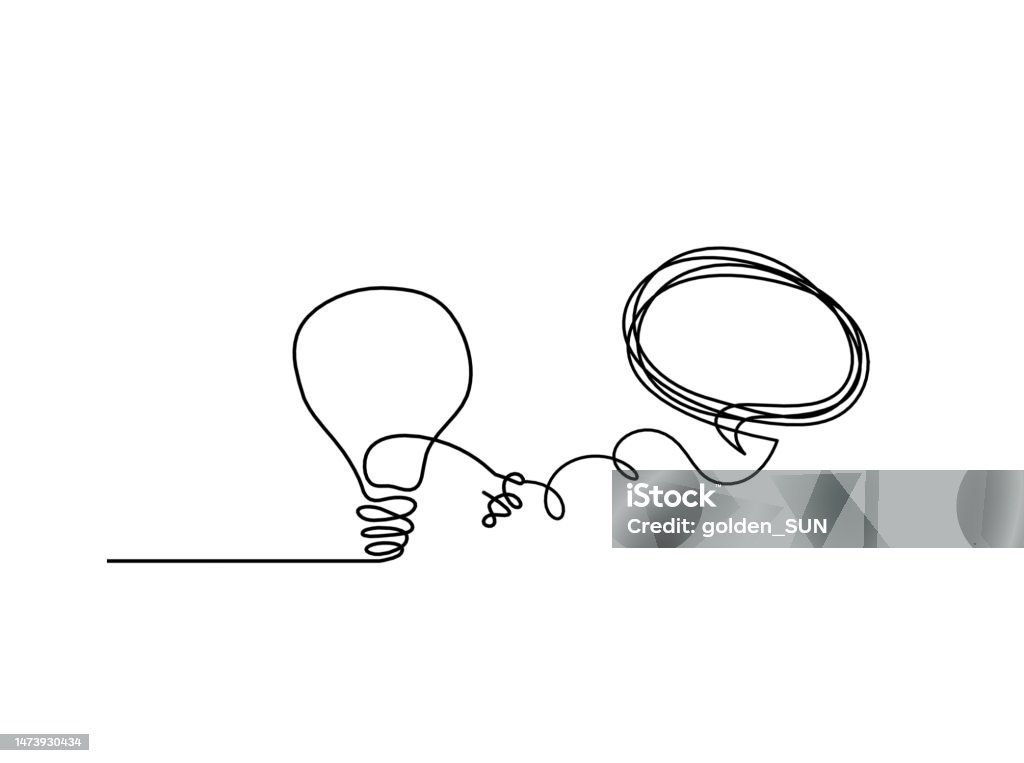Comment With Bulb Abstract Light Bulb With Comment As Line Drawing On White Stock ...