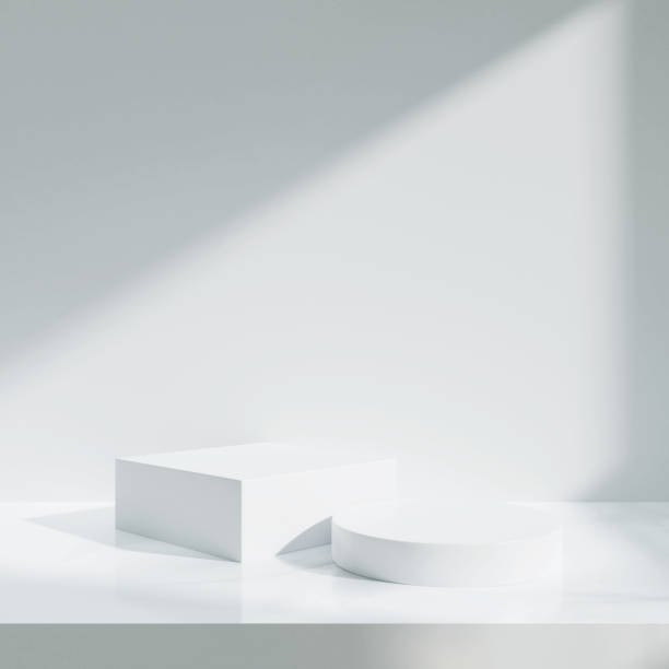 istock Geometric platform show cosmetic product.3D display podium on white background.Stand Minimal mockup for presentation.Abstract white background concept and white stone texture.Stage showcase.3D render 1473931739