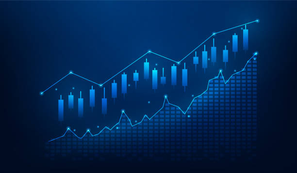 istock business investment graph growth to success technology on blue dark background. financial data strategy. stock market trading chart profit money. bullish trend up. vector illustration fantastic. 1473931767