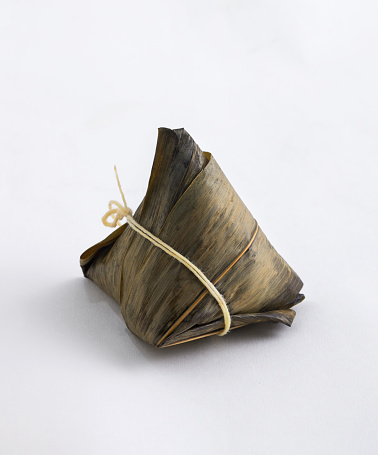 Rice dumplings, zongzi - Chinese rice dumplings isolated on white background, concept of Dragon Boat Festival traditional food.