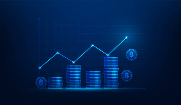 istock stack coin business investment graph growth technology. financial graph increase money on blue dark background. stock market trading chart profit. vector illustration fantastic technology. 1473933620