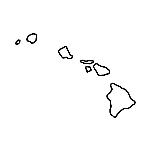 ilustrações de stock, clip art, desenhos animados e ícones de map of hawaii is a state of united states. editable stroke. vector illustration. - dormant volcano illustrations