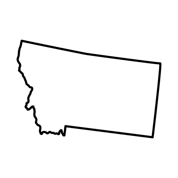 illustrations, cliparts, dessins animés et icônes de map of montana est un état des états-unis. trait modifiable. illustration vectorielle. - montana