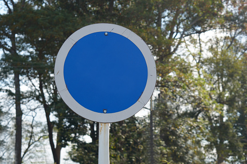 blue white traffic sign background