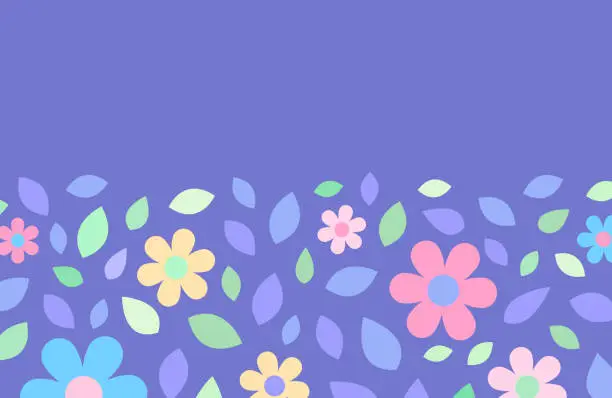 Vector illustration of Spring Fresh Flower Leaves Border Pattern Background
