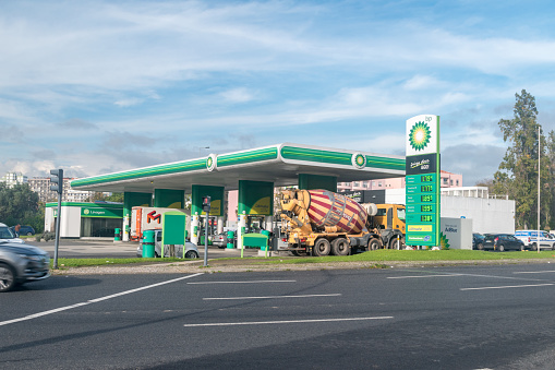 Lisbon, Portugal - December 6, 2022: BP gas station.