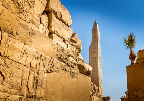 Obelisk behind the columned hall of Karnak, Luxor Egypt
