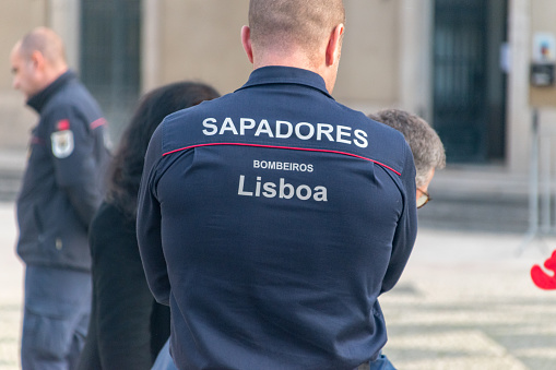 Lisbon, Portugal - December 5, 2022: Sapadores Bombeiros Lisboa (Fireman Lisbon).
