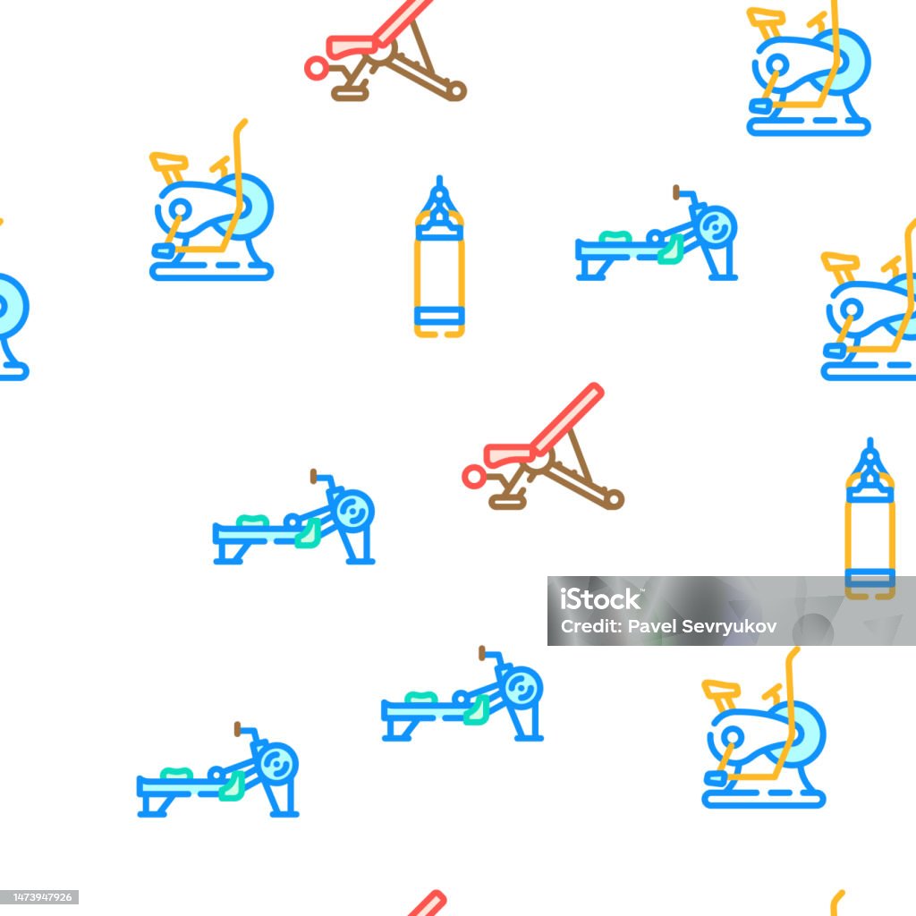 Exercise Pattern Icon Fitness Gym Exercise Vector Seamless Pattern Stock Illustration ...