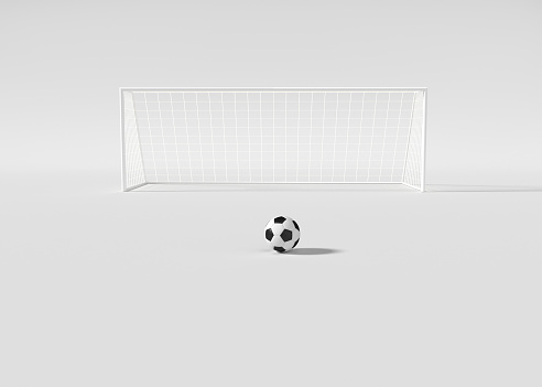Football goal and soccer ball isolated on white background. 3d render