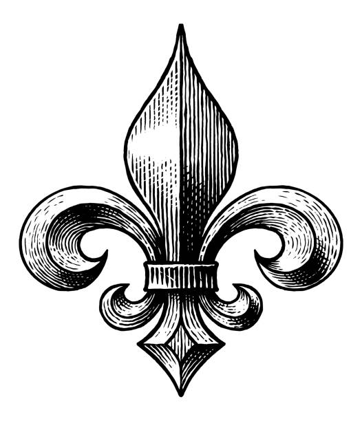 rysunek wektorowy fleur-de-lis, symbolu lilii francuskiej - fleurdelis stock illustrations