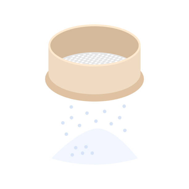 ilustrações de stock, clip art, desenhos animados e ícones de sifting flour sieve icon. confectioner sieve flour sifting. - sifting