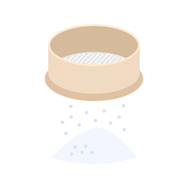Sifting flour sieve icon. Confectioner sieve flour sifting. Sifting flour sieve icon. Confectioner sieve flour sifting. Vector Illustration isolated on white background. sifting stock illustrations