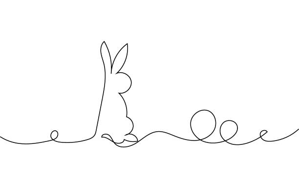 Rabbit_line3 vector art illustration