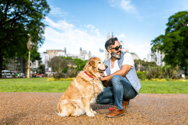istock Mature man training golden retriever 1473958524