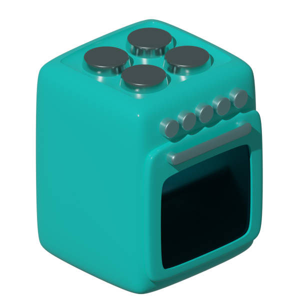 istock Turquoise vintage stove isolated on white background. 3d rendering 1473960413