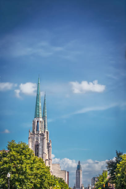 Twin towers of Cathedral of St. Michael the Archangel and St. Florian the Martyr in Warsaw, Poland