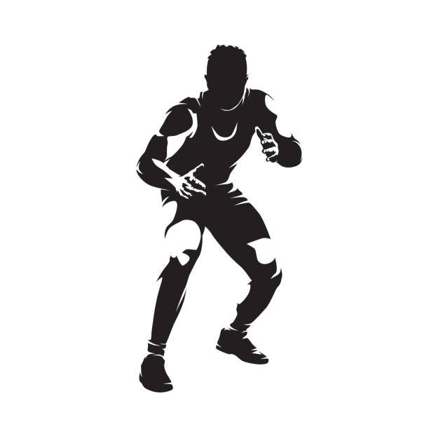illustrations, cliparts, dessins animés et icônes de lutte, silhouette vectorielle isolée du lutteur masculin, vue de face. homme fort. lutte gréco-romaine - lutte concepts