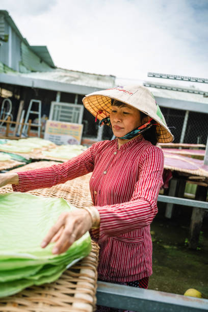 istock vietnamese woman putting rice noodle plates on stack 1473962647