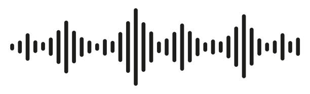 illustrations, cliparts, dessins animés et icônes de son et ondes sonores. lignes d’ondes sonores monochromes. symbole rythmique soundwaves. volume audio met à l’échelle les lignes - vecteur stock. - sine wave abstract panoramic pattern