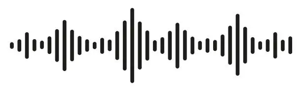 Vector illustration of Sound and audio waves. Monochrome soundwave lines. Soundwaves rhythm symbol. Volume audio scales lines - stock vector.