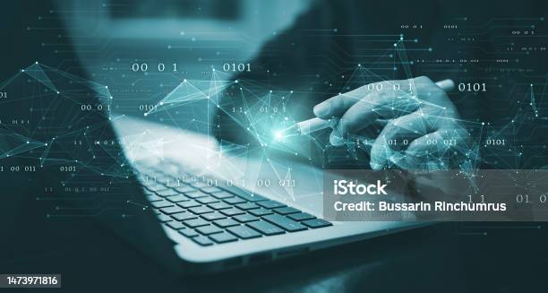 Businessman Hand Touch With Code Html And Programming On Screen ...