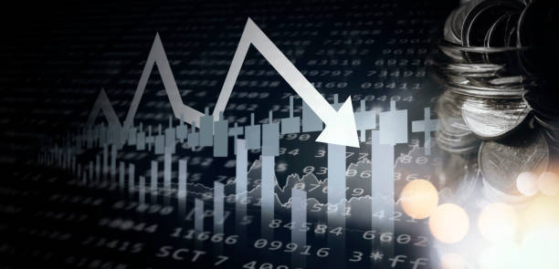 istock Double exposure image of coin stacks on technology financial graph background. 1473971969