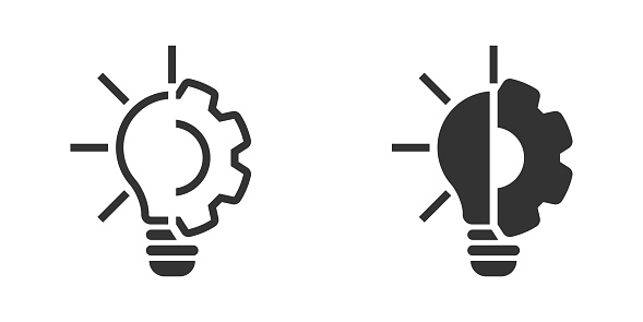 Innovation icon. Light bulb with cog. Vector illustration