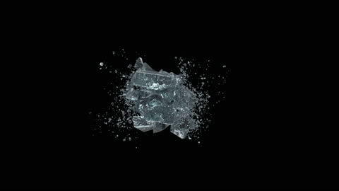 Exploding ice cube slow motion