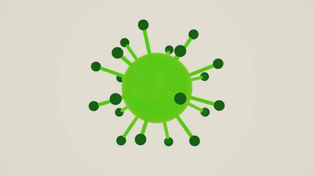 3D render of a bacteria or virus character running at the camera.