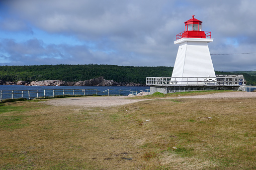 scenic Neils harbour lighthouse in Nova Scotia, Canada