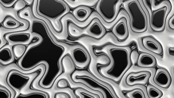 istock Smooth fractal noise striped elements on the surface. Bright, black and white background. 1473978524