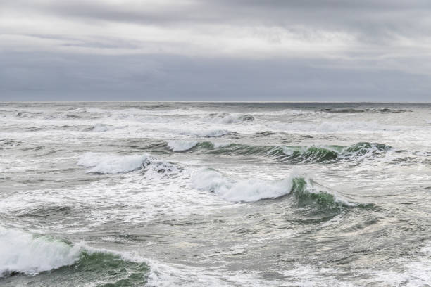 istock Pacific Ocean Waves with Horizon on Cloudy Day at Columbia River South Jetty 1473979159