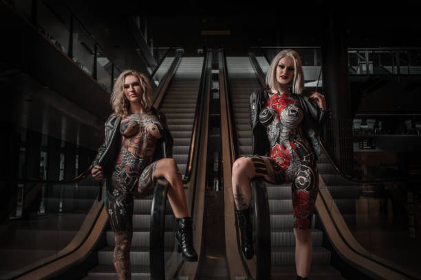 istock Artistic body paint on two beautiful female models 1473981469
