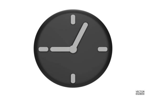istock Black watch isolated on white background. 3D Round clock icon. Cartoon minimal style.Time-keeping, measurement of time, and time management. Clock icon logo, app UI. 3D Vector illustration. 1473982167