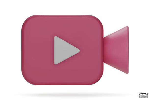 istock Pink Video camera icon isolate on white background. 3d Realistic movie icon, play button for the interface of applications and web pages. Video, streaming, multimedia concept. 3D vector illustration. 1473982200