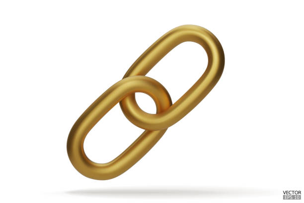 istock 3d Realistic gold Chain or link Icon isolated on white background. Two chain links icon, Attach, Lock symbol. Blockchain link sign. 3D vector illustration 1473982242