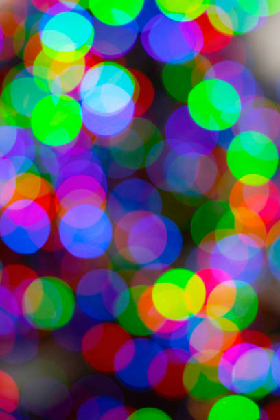 Defocused Christmas holiday lights, colorful, artistic, bokeh pattern.